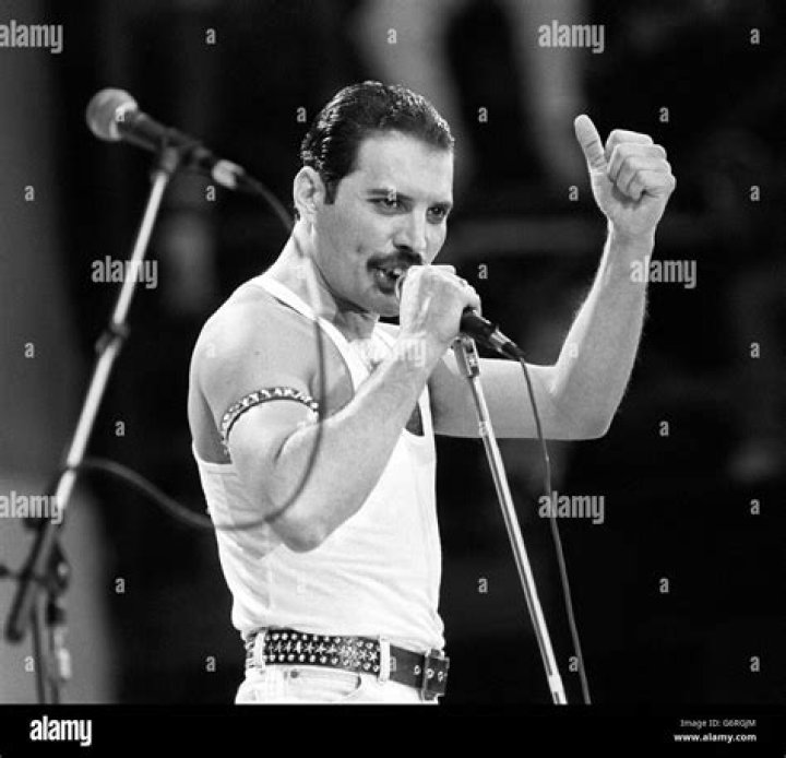 Freddie Mercury performing at the music concert in 1980