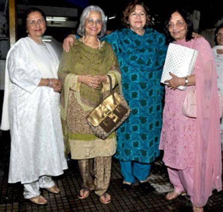 From Left to Right - Nanda Karnataki, Waheeda Rehman, Helen, and Sadhana as seen while posing for a picture in Mumbai, Maharashtra in 2010