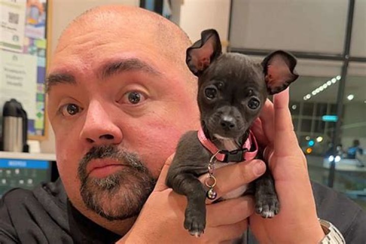 Gabriel Iglesias with his dog as seen in November 2019