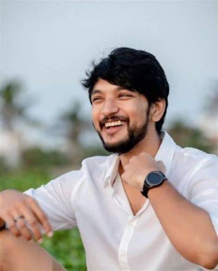 Gautham Karthik as seen in a picture that was taken at the Rangoon Audio Launch in May 2017