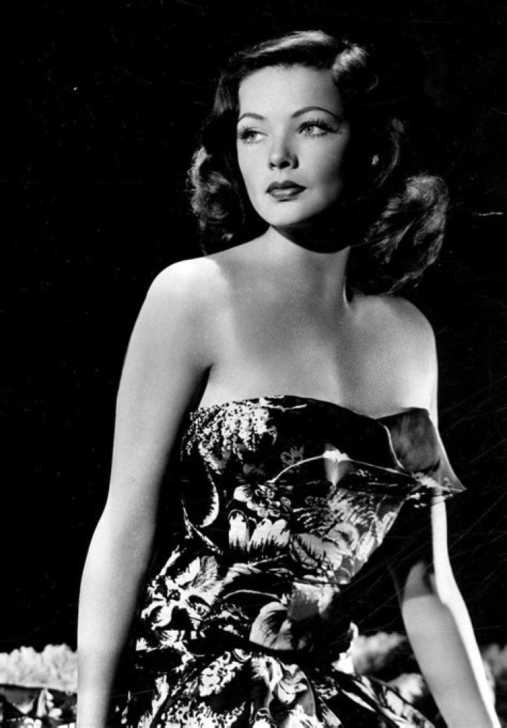Gene Tierney in a pin-up photo in World War II magazine Brief