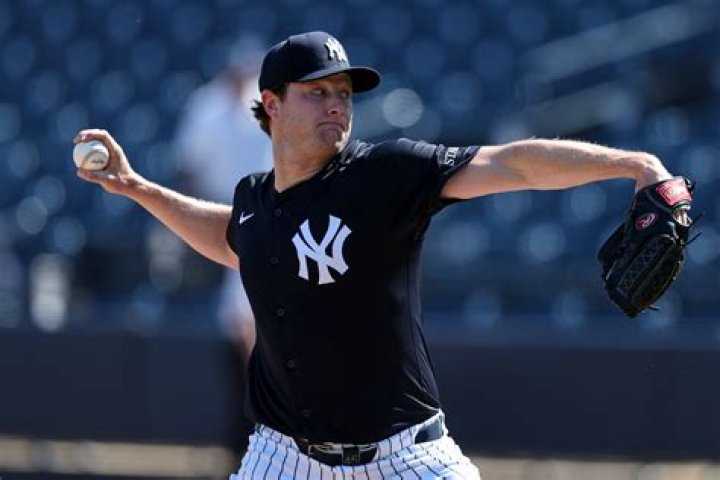 Gerrit Cole with the New York Yankees in 2020 spring training camp