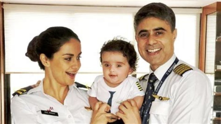 Gul Panag with her family celebrating the birthday of their son in February 2017