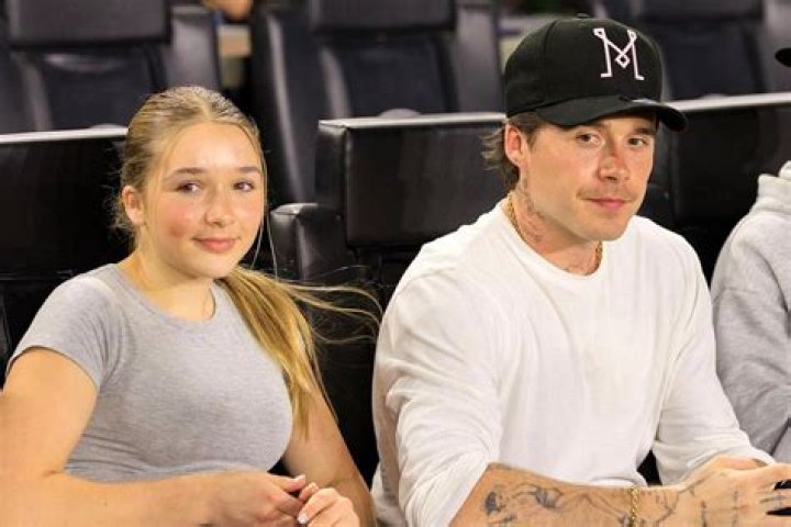Harper Beckham and Brooklyn Beckham as seen in March 2018