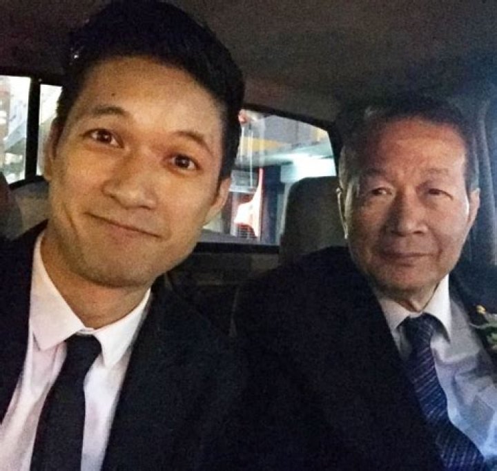 Harry Shum Jr. celebrating father's day through a selfie with his father on June 2017