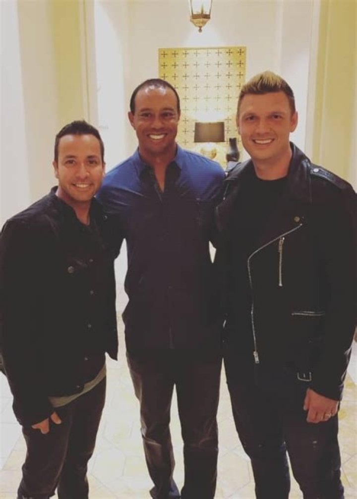 Howie Dorough with Tiger Woods (Center) and Nick Carter (Right) in Vegas in May 2018