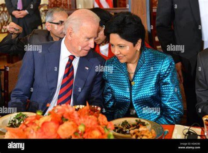 Indra Nooyi and Joe Biden as seen in September 2014