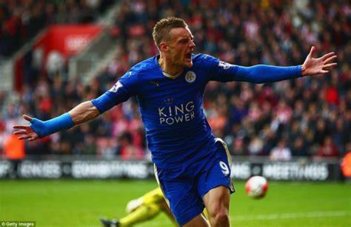 Jamie Vardy celebrating his first goal for England on March 26, 2016 against Germany