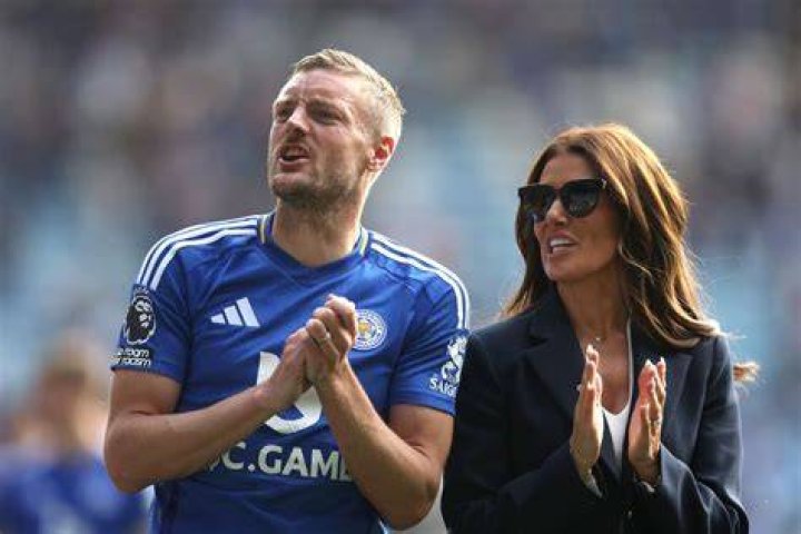 Jamie Vardy with wife Becky Nicholson and daughter Sofia after a match