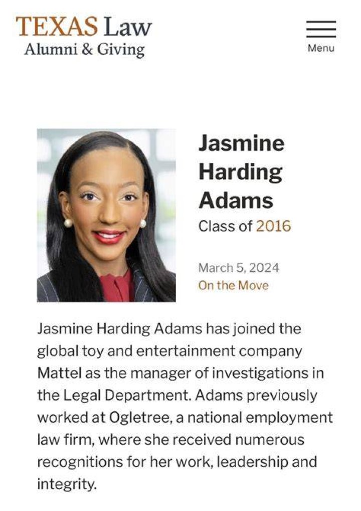 Jasmine Adams as seem in a picture that was taken in September 2023
