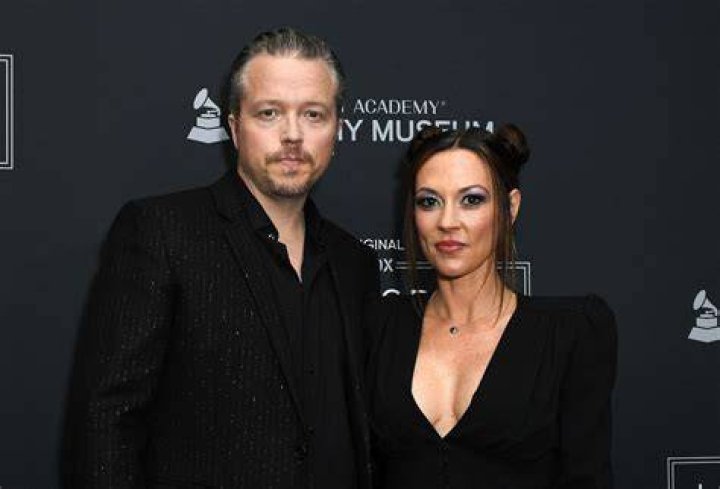 Jason Isbell with his wife on their wedding anniversary in February 2020