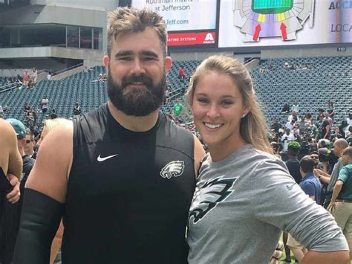 Jason Kelce and Kylie McDevitt, as seen in August 2017
