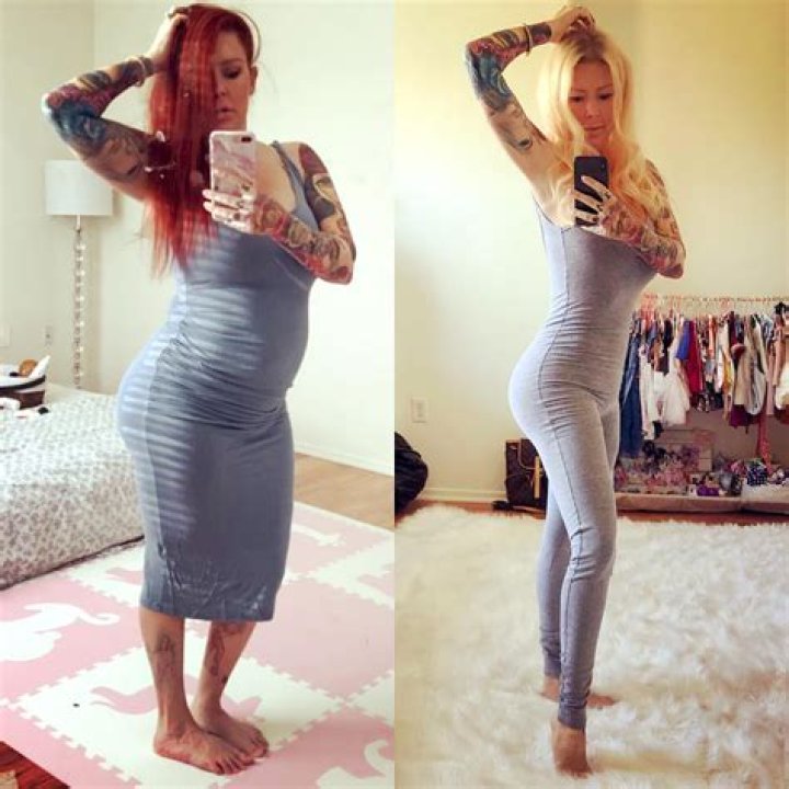 Jenna Jameson in a before-and-after selfie