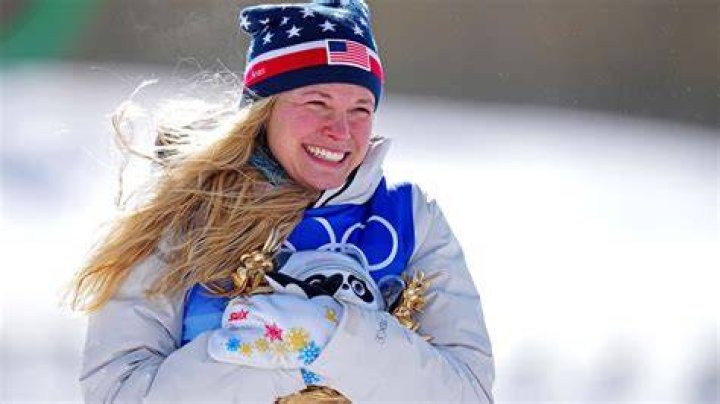 Jessie Diggins with her dog as seen in January 2018