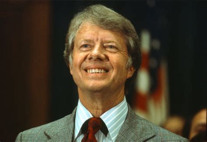 Jimmy Carter as shown during a Google Hangout session held during the LBJ Presidential Library Civil Rights Summit on April 8, 2014, in Austin, Texas