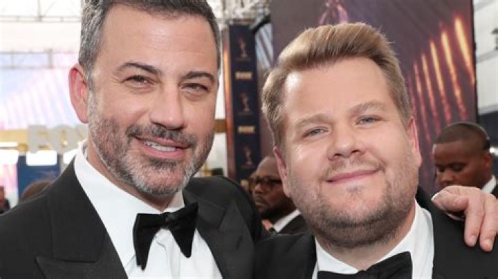 Jimmy Kimmel and James Corden having dinner chat