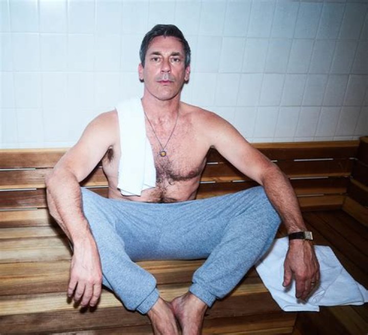 Jon Hamm shirtless during the filming of "Mad Men"