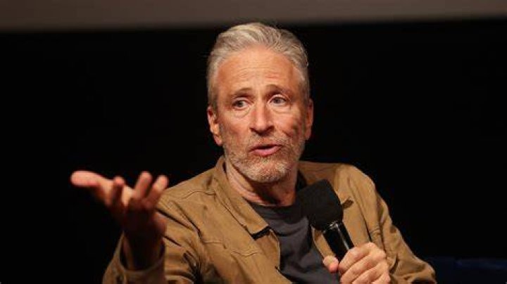 Jon Stewart seen speaking at a rally in 2010
