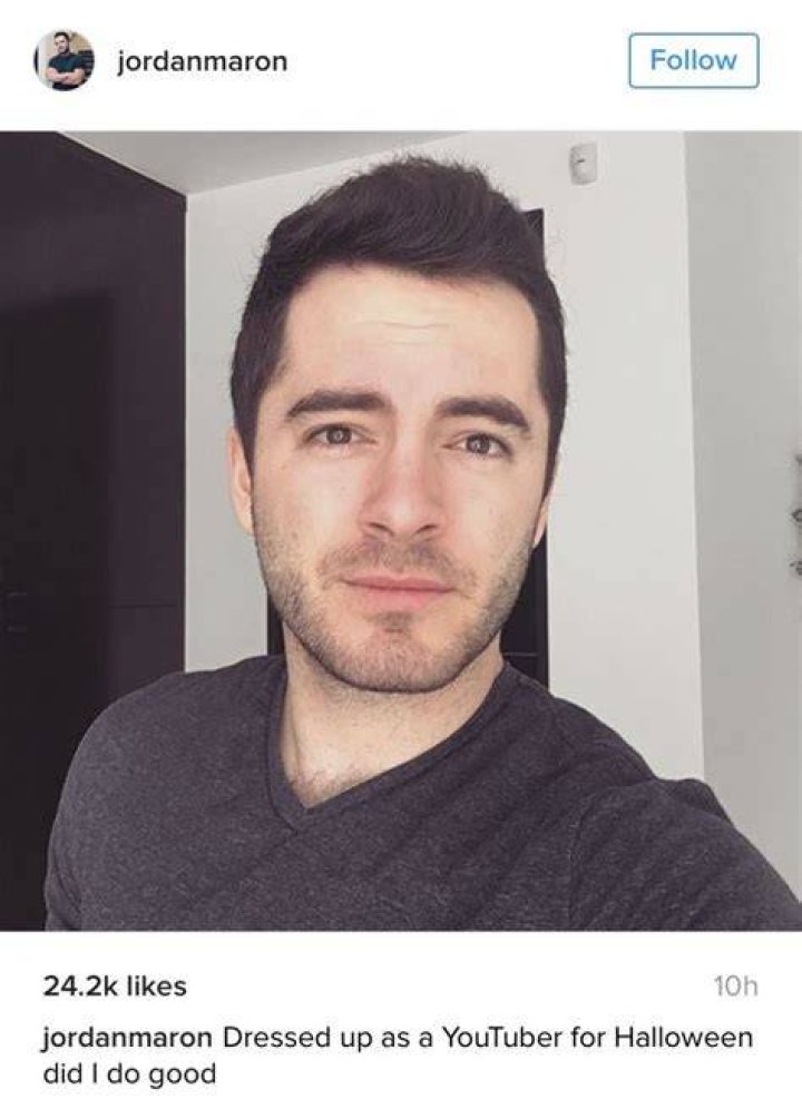 Jordan Maron in an Instagram selfie in October 2017