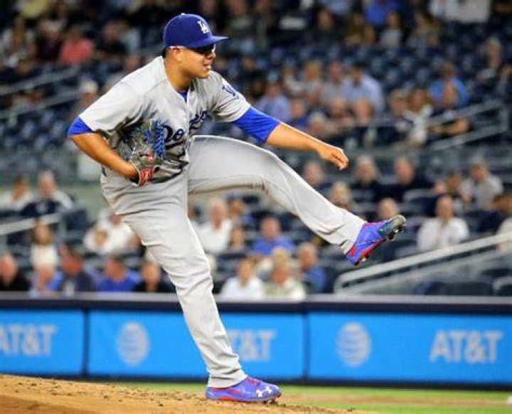 Julio Ur&iacute;as as seen while pitching for the Los Angeles Dodgers in the 1st inning during Game 4 of the NLCS on October 19, 2016