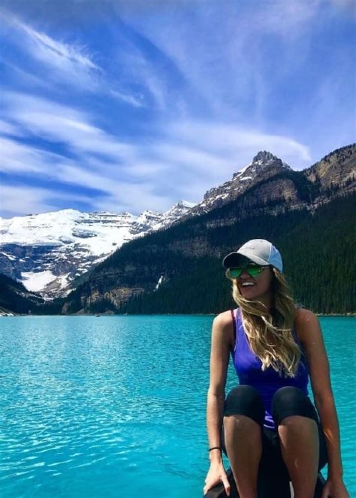 Kaitlyn Biggar posing for a picture at Lake Louise, Alberta in June 2017