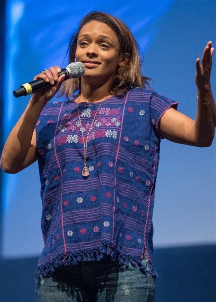 Kandyse McClure speaking during an event in May 2018