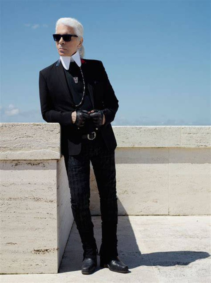 Karl Lagerfeld at the Fendi show during Milan Fashion Week in February 2017