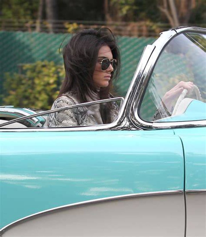 Kendall Jenner in a car selfie in 2020