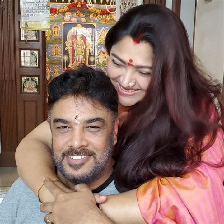 Khushbu Sundar with her husband in February 2020