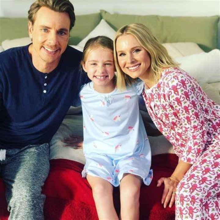 Kingston Foster as seen while posing for a picture along with her on-screen parents Kristen Bell and Dax Shepard in October 2019
