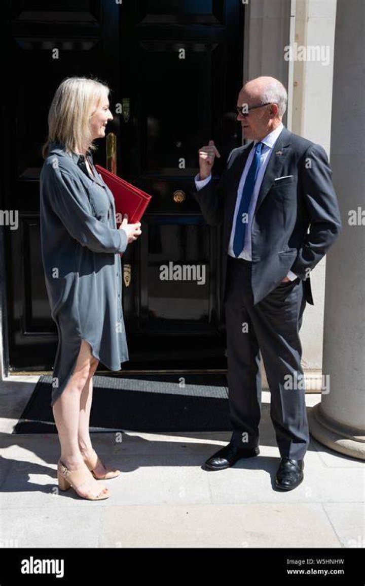 Liz Truss with US Secretary of State Antony Blinken pictured during a joint press availability after their meeting at the U.S. Department of State in Washington, D.C., on March 9, 2022