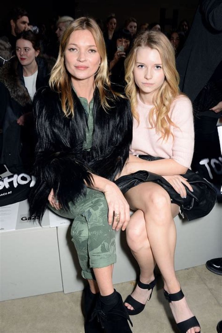 Lottie and Kate Moss at London Fashion Week during Topshop Unique Show in February 2014