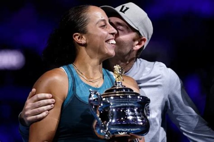 Madison Keys celebrates after winning her third round match against Ana Ivanovic at the 2016 Australian Open on January 23, 2016
