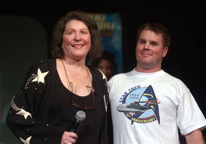 Majel Barrett and son Rod at the Star Trek Convention in Las Vegas in 2008