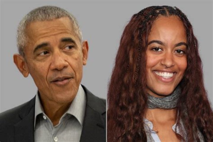 Malia Obama with father Barack Obama at the White House conference in November 2013