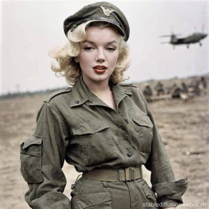 Marilyn Monroe doing military press with a bar