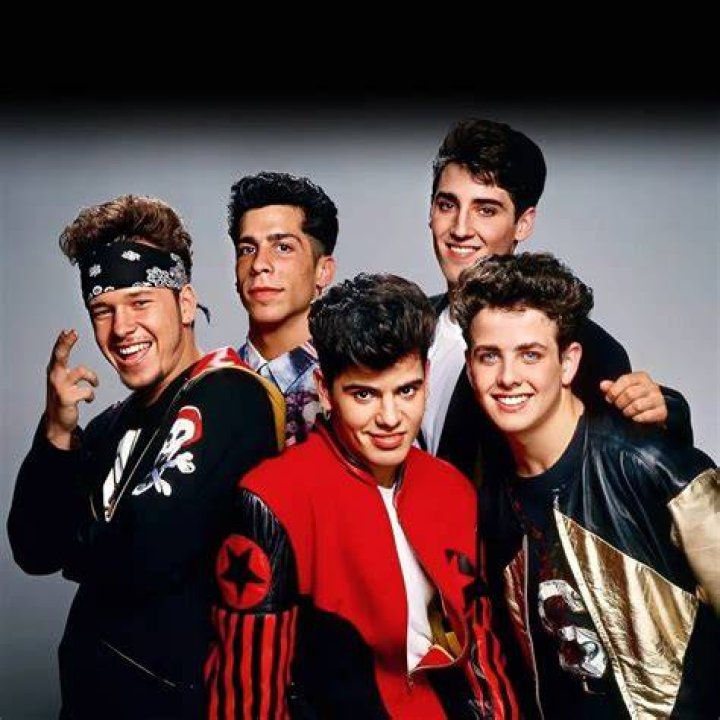 Members of New Kids on the Block performing together at the European tour in 2014