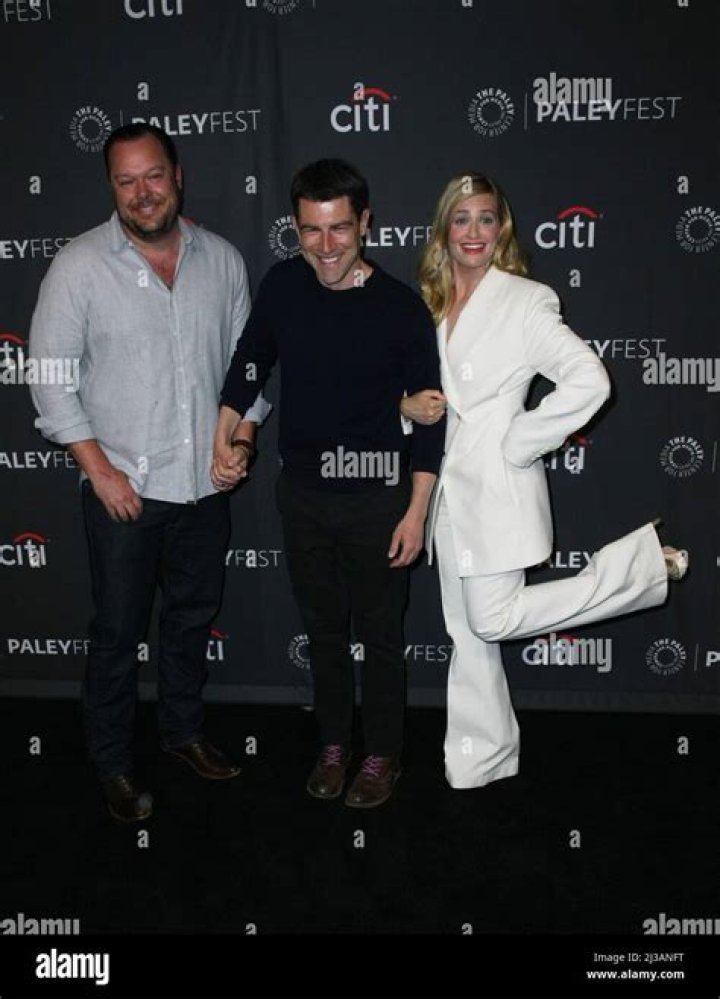 Michael Gladis, Max Greenfield, and Beth Behrs seen in April 2022