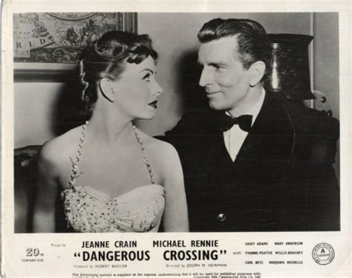 Michael Rennie and Jeanne Crain as seen from their 1953 film Dangerous Crossing