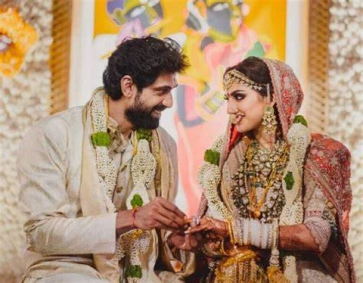 Miheeka Bajaj and her husband actor Rana Daggubati in January 2021