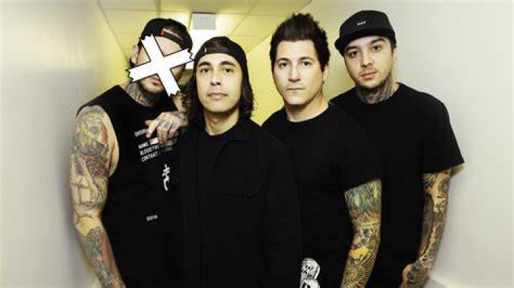 Mike Fuentes (second left) with his Pierce the Veil band members
