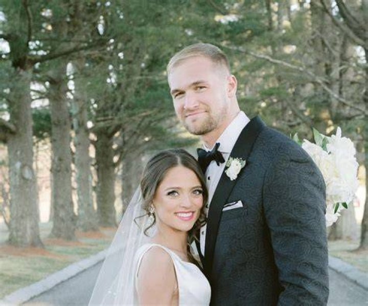 Mike Gesicki and Halle Proper, as seen in April 2020