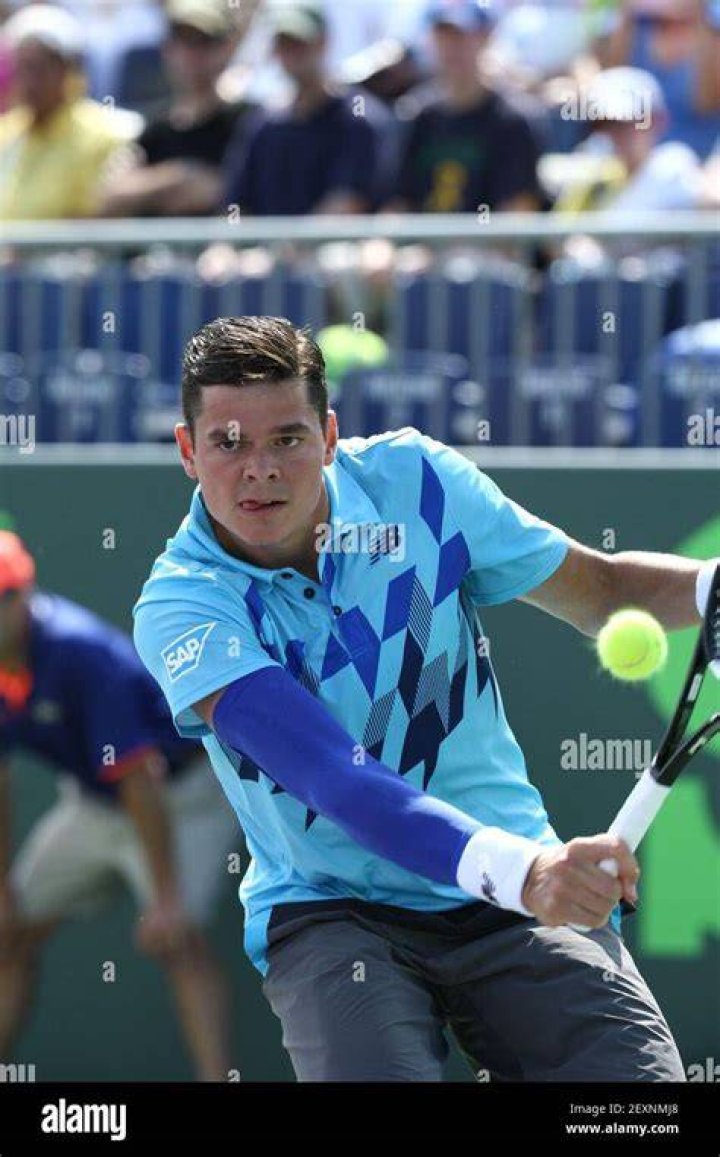 Milos Raonic in action during Miami Open 2016 semi-finals