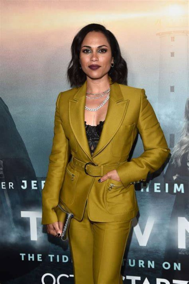 Monica Raymund in a leather jacket