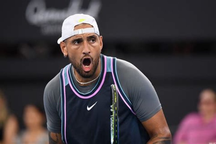 Nick Kyrgios during a match against Milos Raonic of Canada at Wimbledon Lawn Tennis Championships at Croquet Club on July 3, 2015 in London, England