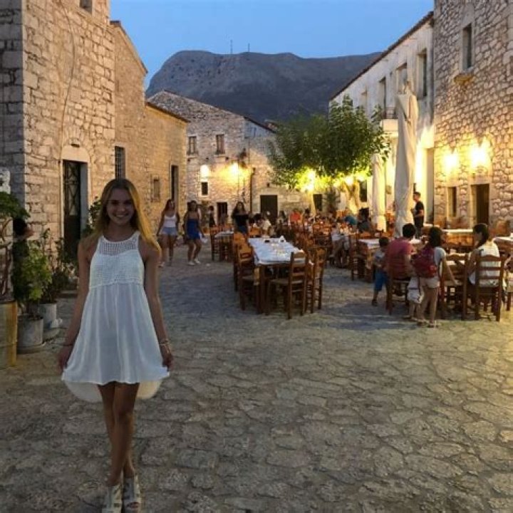 Nikki Roumel pictured while enjoying her time in Are&oacute;poli, Lakonia, Greece in August 2018