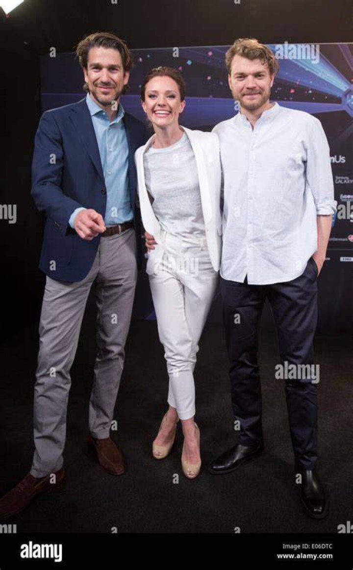 Nikolaj Koppel, Lise R&oslash;nne, and Pilou Asb&aelig;k seen during the first dress rehearsal of the first semifinal of the Eurovision Song Contest in 2014