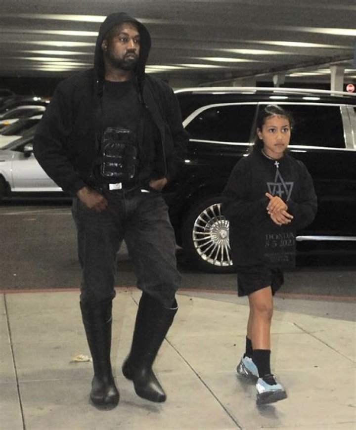 North West with her father Kanye mother Kim and siblings in April 2018
