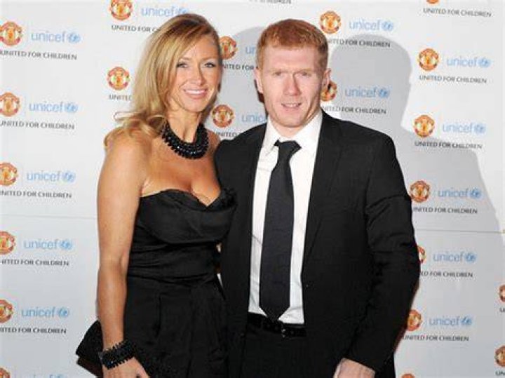 Paul Scholes and his wife Claire Froggatt at the Keith Duffy's masquerade ball in December 2011
