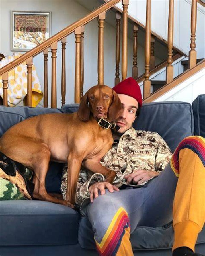 Peter Porte with his dog as seen in July 2018